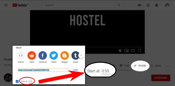 Share Youtube Video at a Specific Time in App & Browser