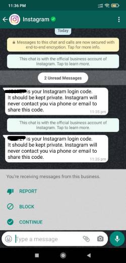 WhatsApp for Two-Factor Authentication (2FA) on Instagram