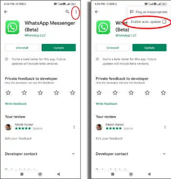 Disable automatic update of Whatsapp